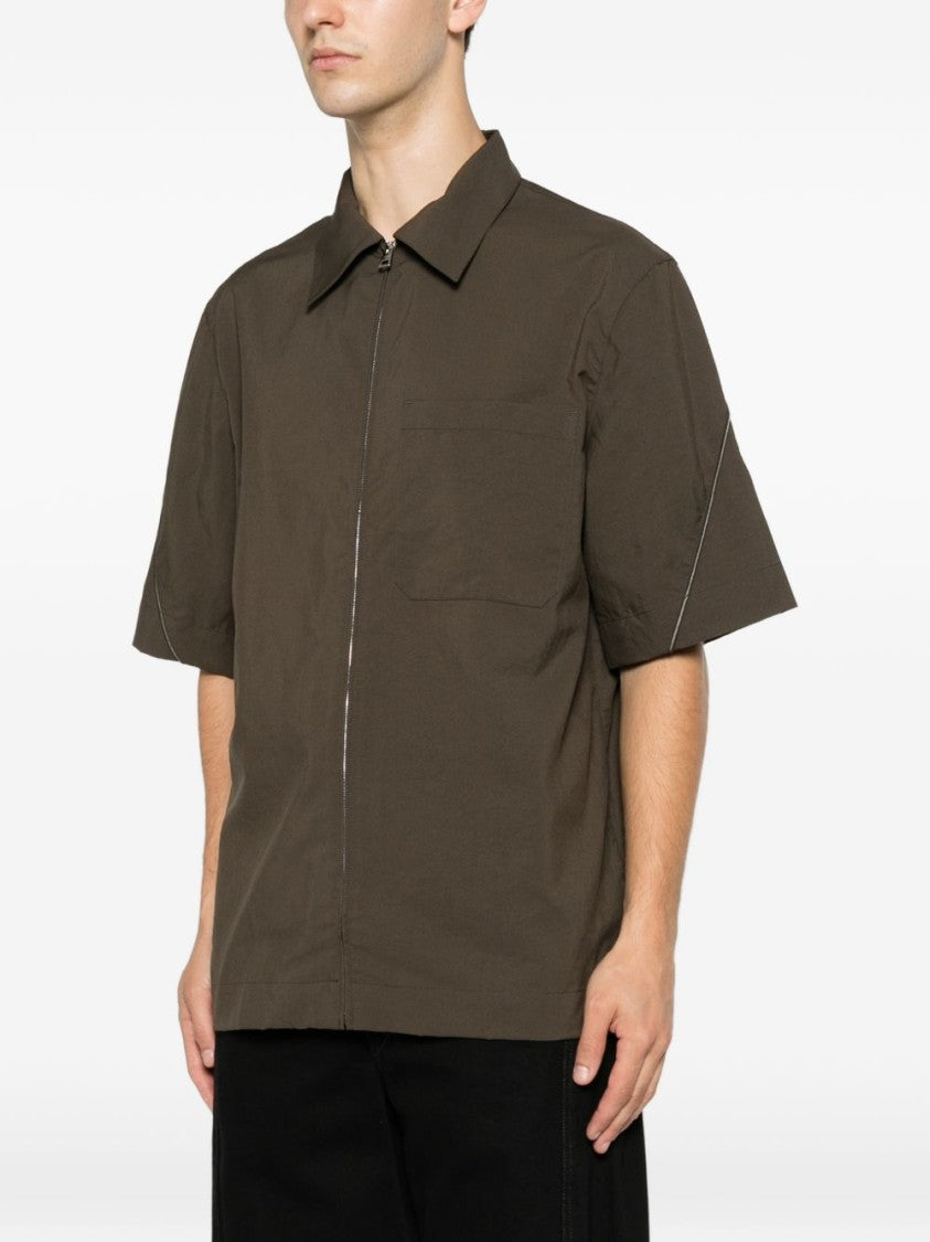 Givenchy Boxy Short-Sleeve Zipper Shirt