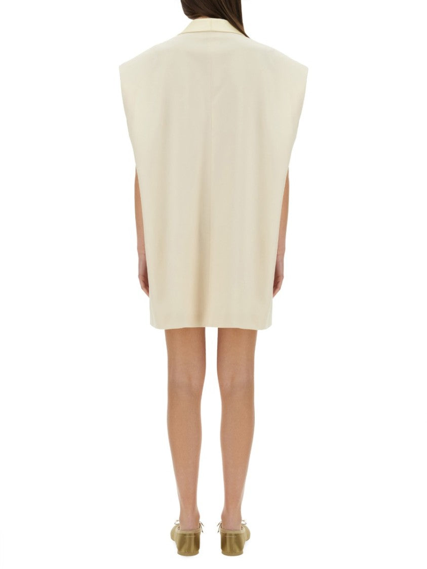 Mm6 By Maison Margiela Oversized Sleeveless Jacket With Deep V-Neck And Wide Lapels