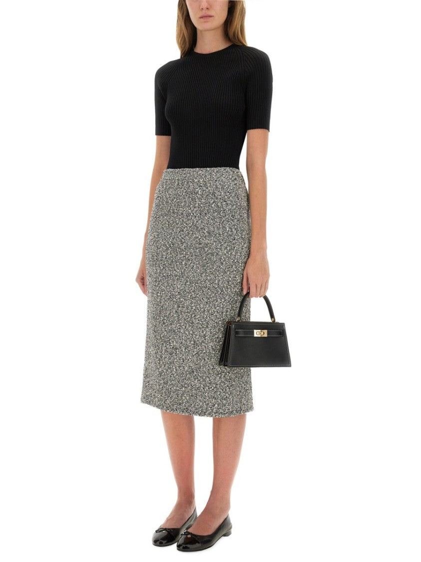 Tory Burch Ribbed Short-Sleeve Pullover With Ties And Open Back