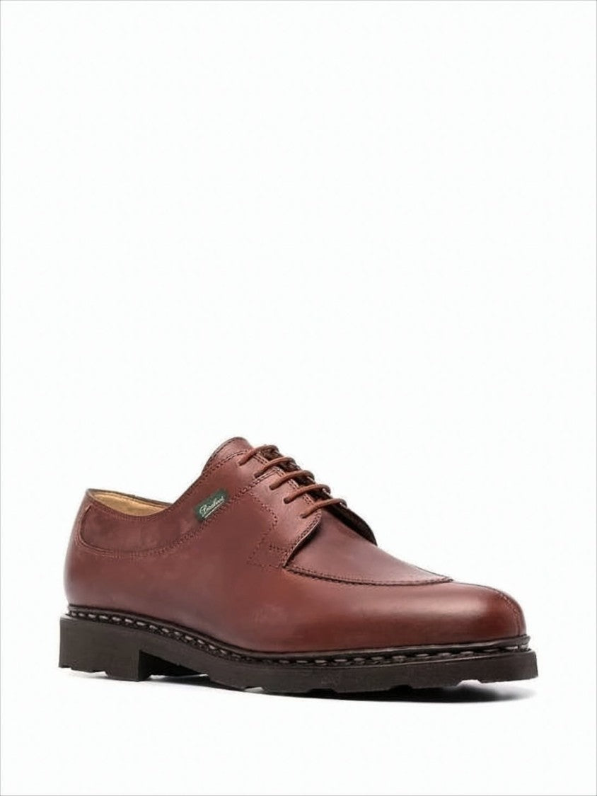 Paraboot Brown Leather Lace-Up Shoes With Classic Design