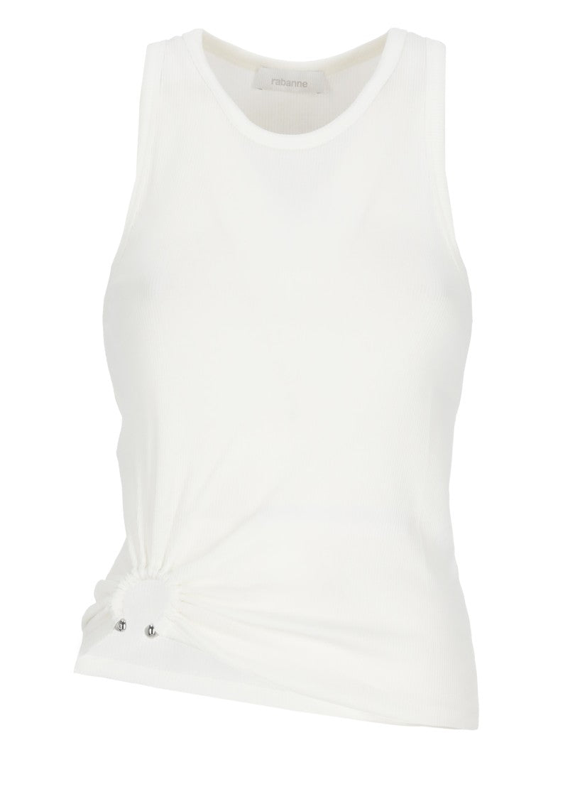 Rabanne White Metal Accent Cotton Tank Top