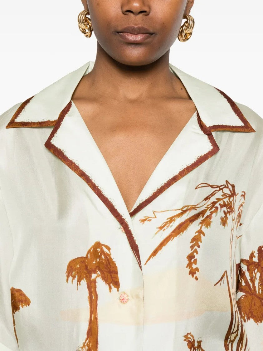 Zimmermann Tropical Print Silk Shirt