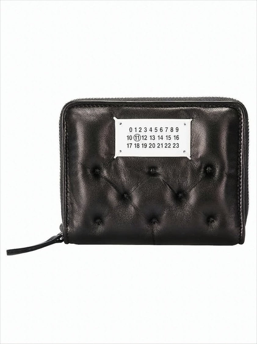 Maison Margiela Tufted Lambskin Leather Wallet With Zip-Around Closure
