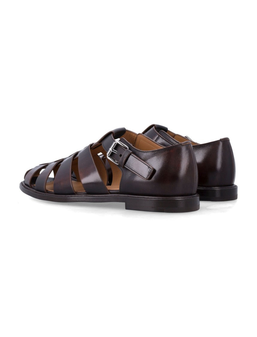 Church's Fisherman Leather Silver Buckle Cage Sandals