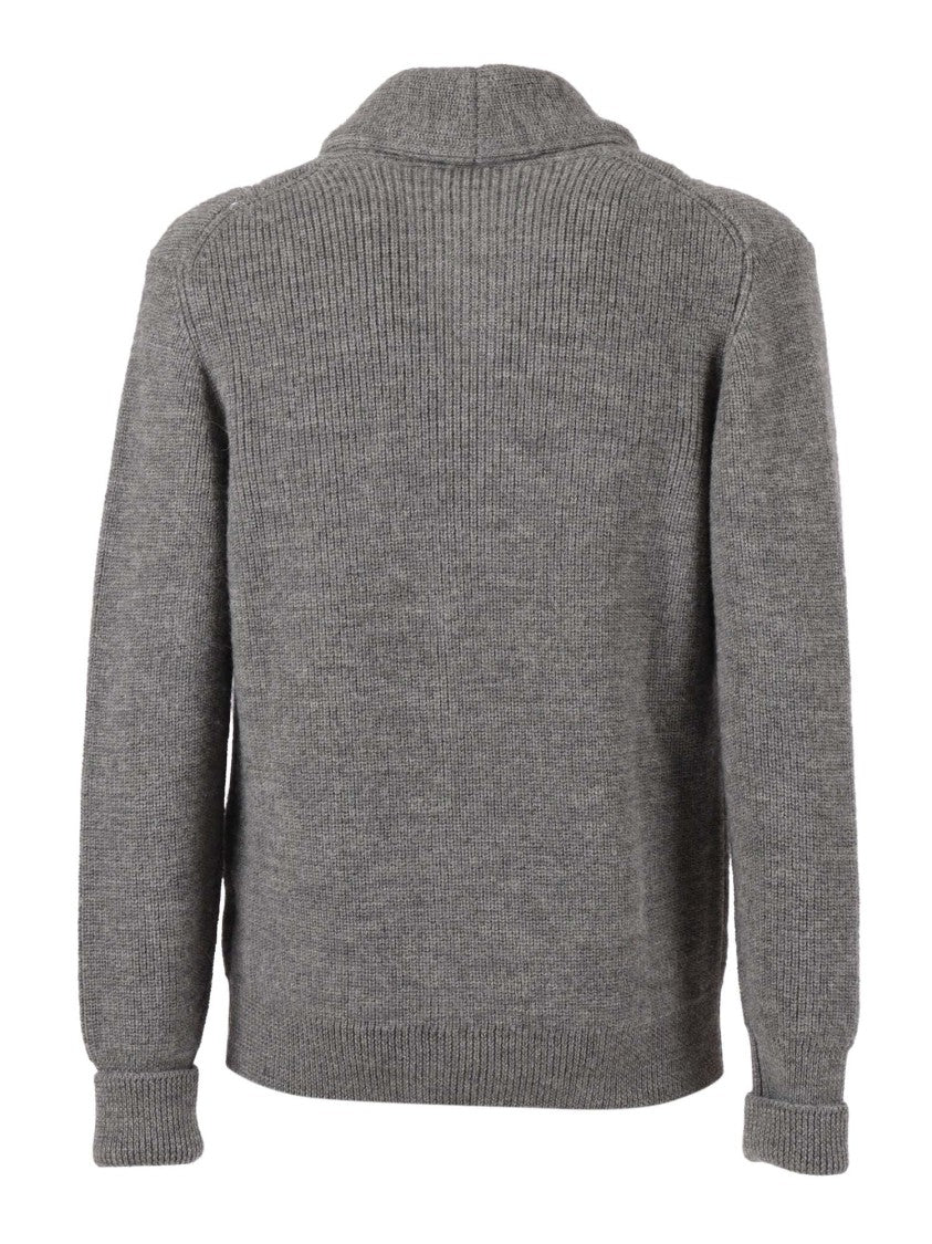 Kangra Cashmere Textured Knit Shawl-Collared Jacket With Functional Pockets