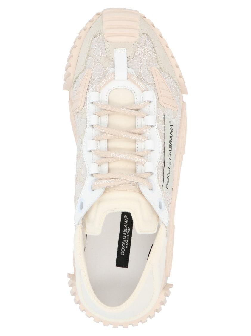 Dolce & Gabbana Lace Overlay Sneakers With Nylon