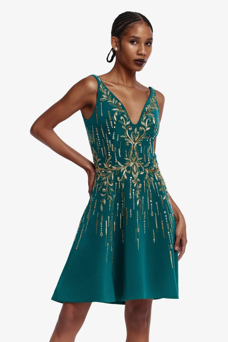 Saiid Kobeisy Short Crepe Beaded Dress