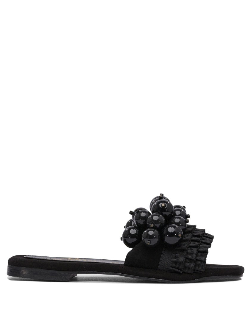Elina Linardaki Leather Sandals With Decorative Bead Detailing