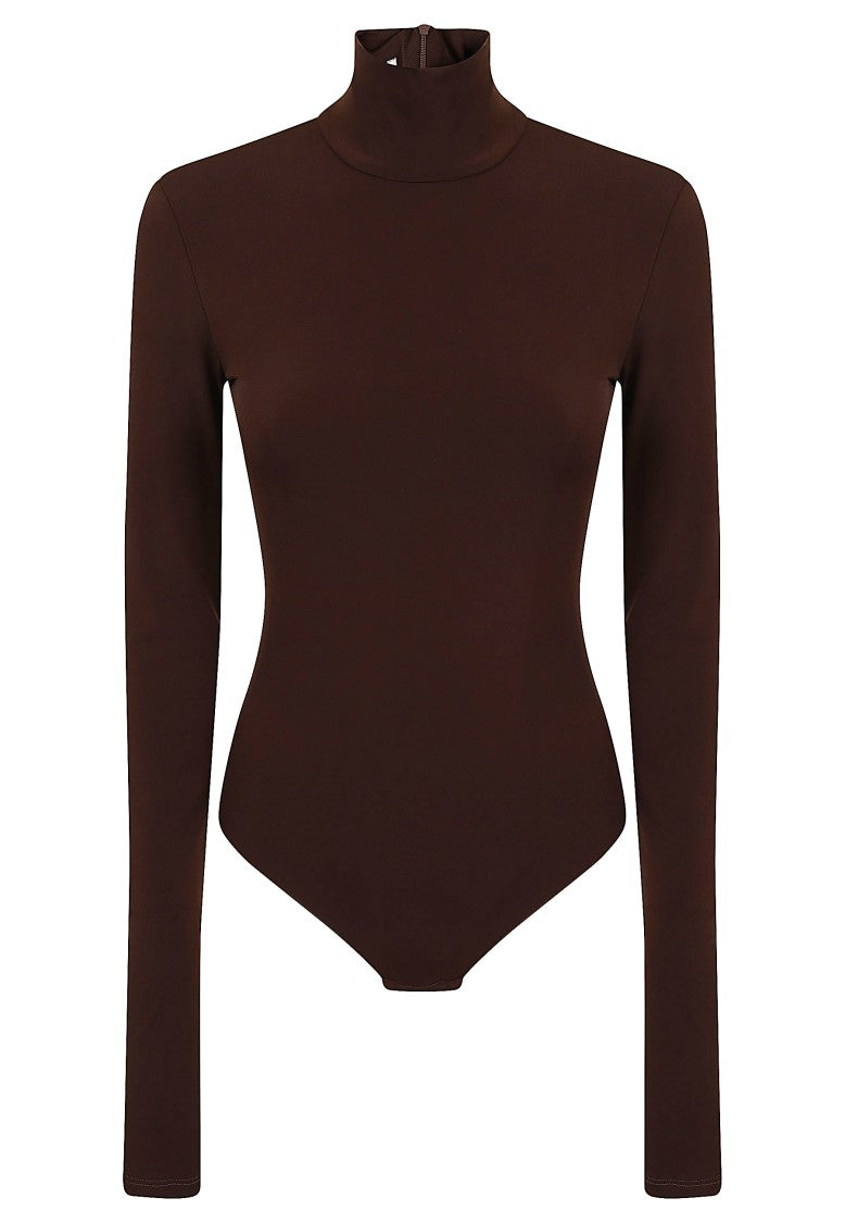The Andamane Ziggy Brown High-Neck Stretch Jersey Bodysuit