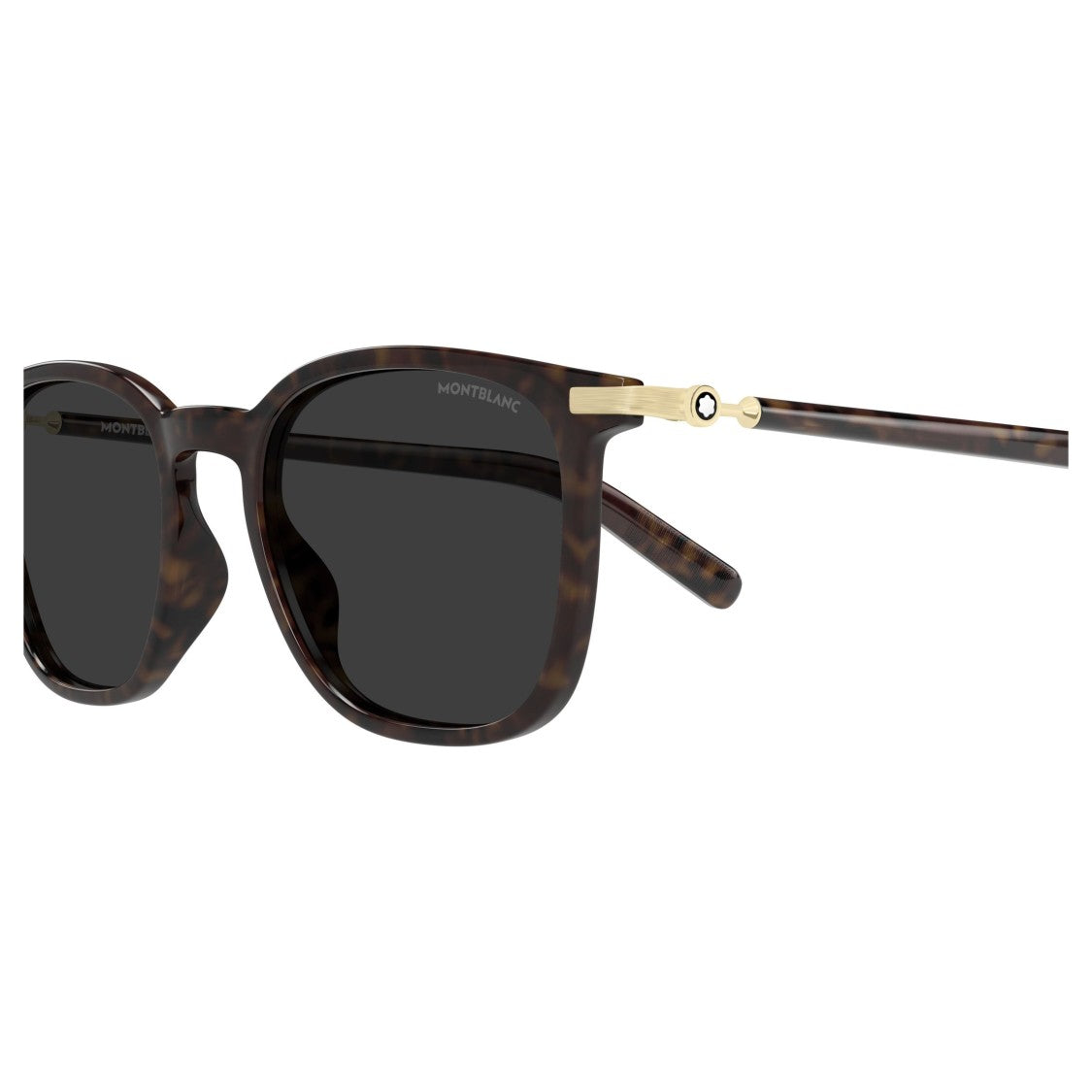 Montblanc Tortoiseshell Square Sunglasses With Gold Accents