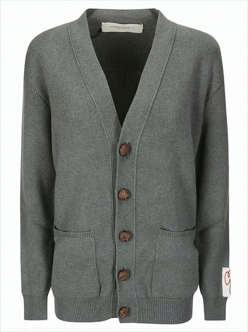 Golden Goose Knitted Cardigan With Contrasting Text Detail