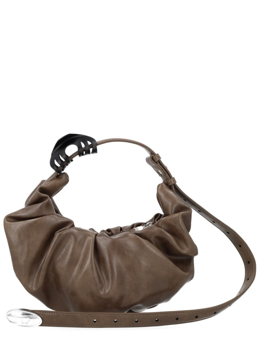 Diesel Neutrals Grab-D Slouchy Ruched Shoulder Bag