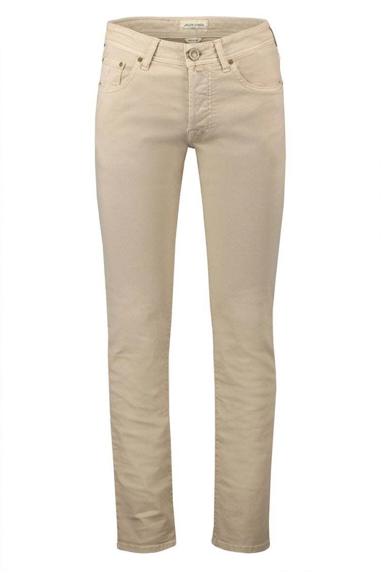 Jacob Cohen Beige Slim-Fit Five-Pocket Cotton-Blend Pants