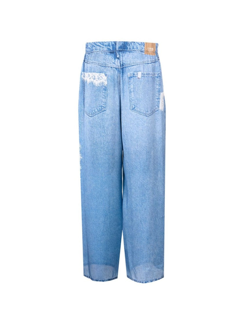 Liu Jo Relaxed Wide-Leg Denim Pants With Distressed Detail