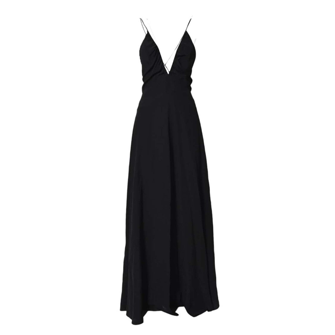 Aspesi Black Silk Crêpe De Chine Long Dress