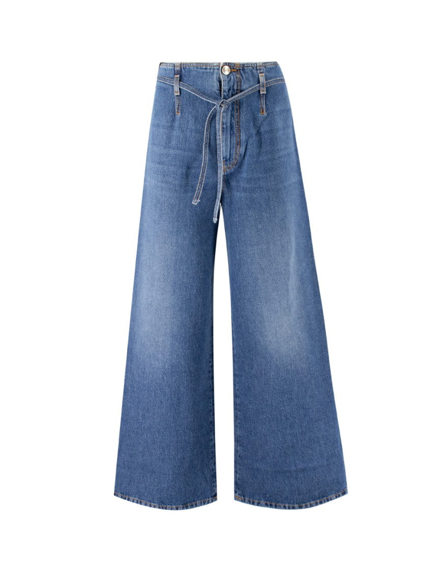 Etro High-Waisted Wide-Leg Jeans With Removable Belt And Floral Motif