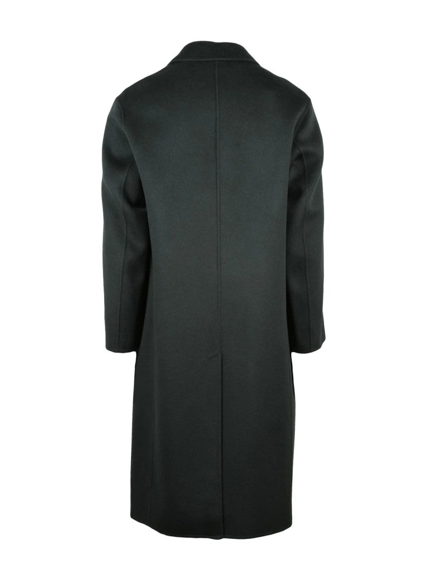 Amaranto Double-Breasted Coat In Luxurious Green Wool-Cashmere Blend