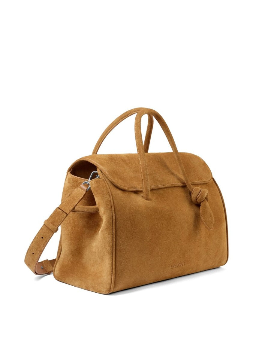 Jacquemus Brown Structured Rectangular Suede Knot Bag