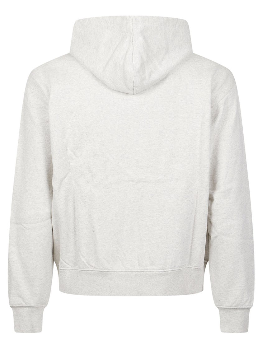 Drôle De Monsieur Slogan Cropped Hooded Full-Zip Cotton Sweatshirt