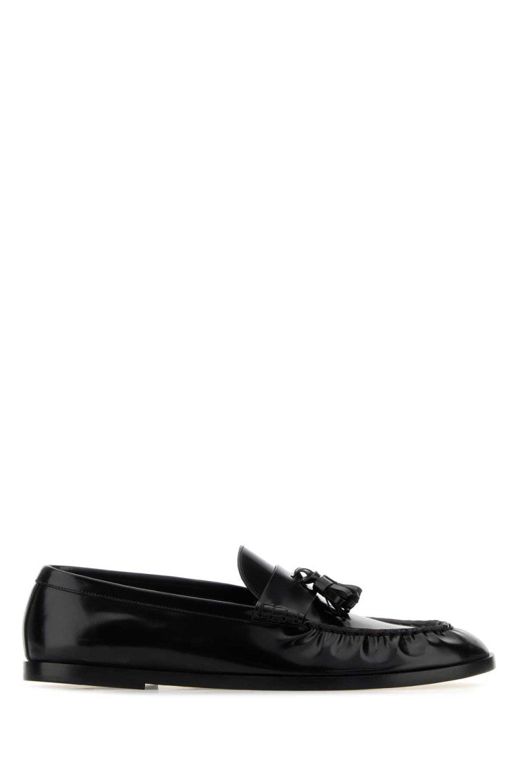 The Row Black Leather Loafers