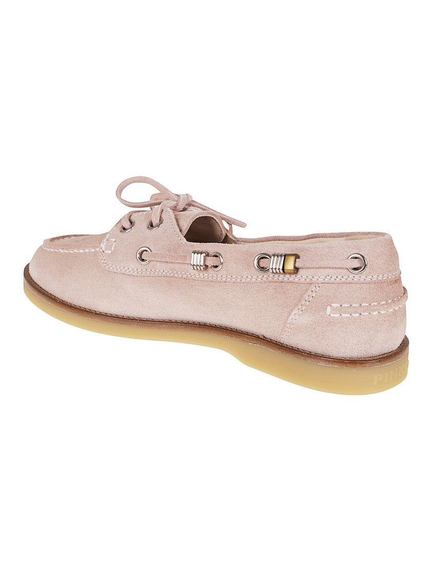 Pinko Nude Suede Leather Loafers