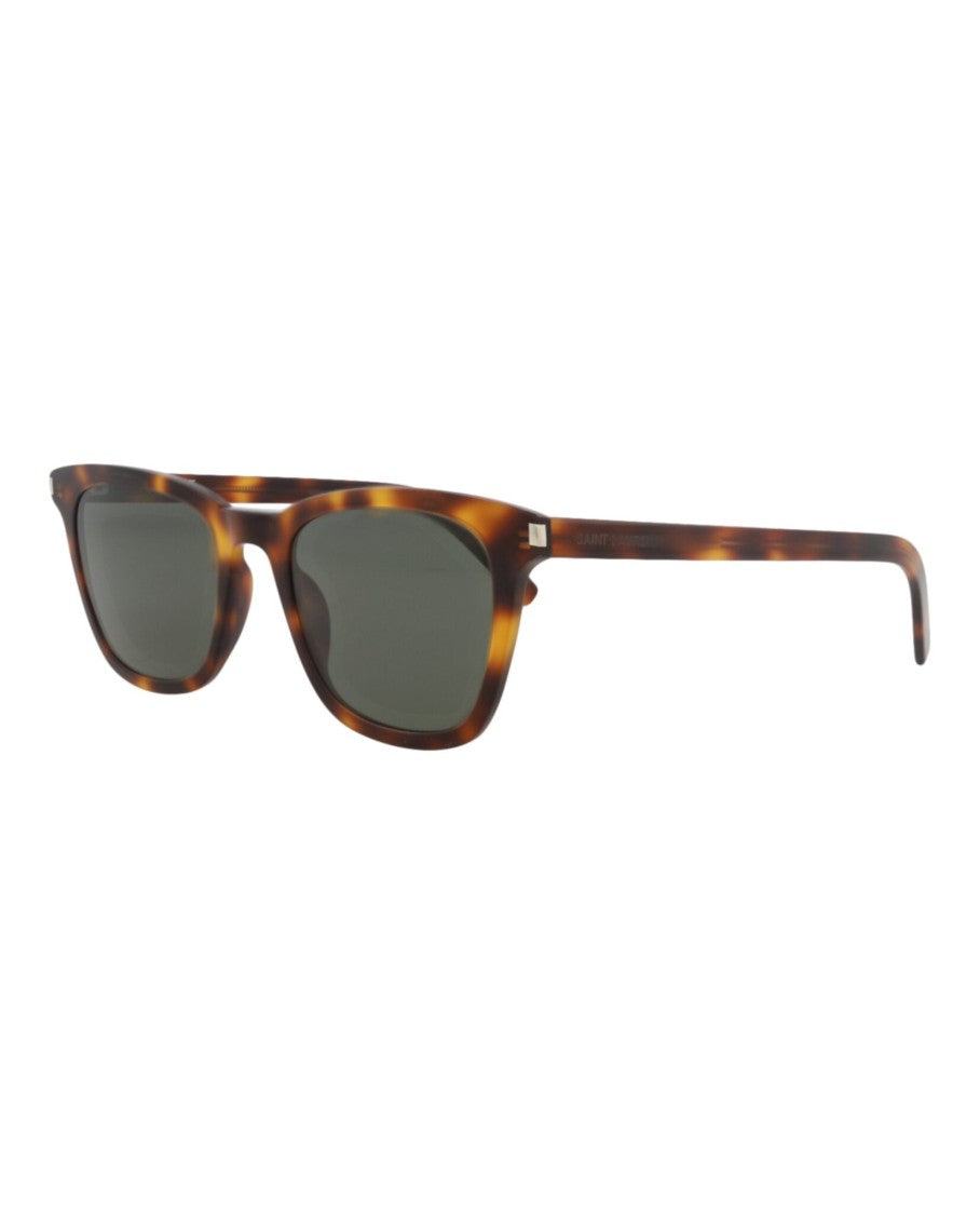 Saint Laurent Tortoiseshell Square-Frame Sunglasses In Recycled Acetate