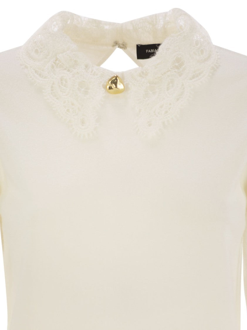 Fabiana Filippi Platinum Jersey With Macramé Lace