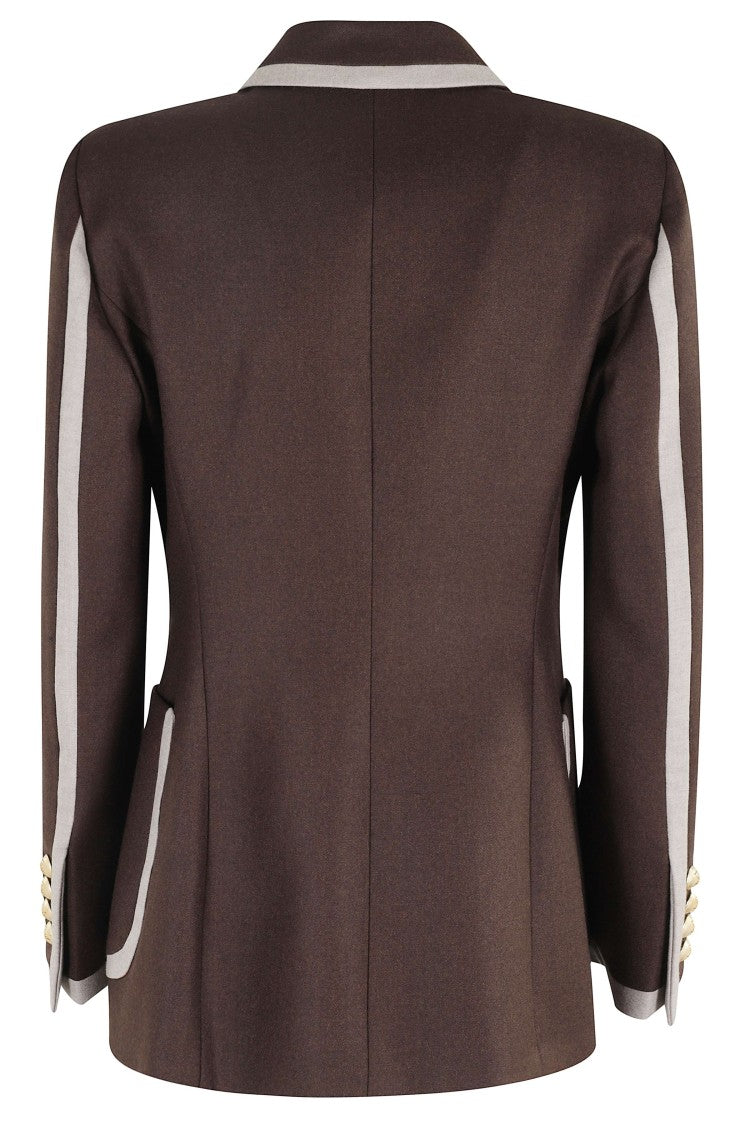 The Extreme Collection Tailored Brown Wool Blazer With Velvet Trim