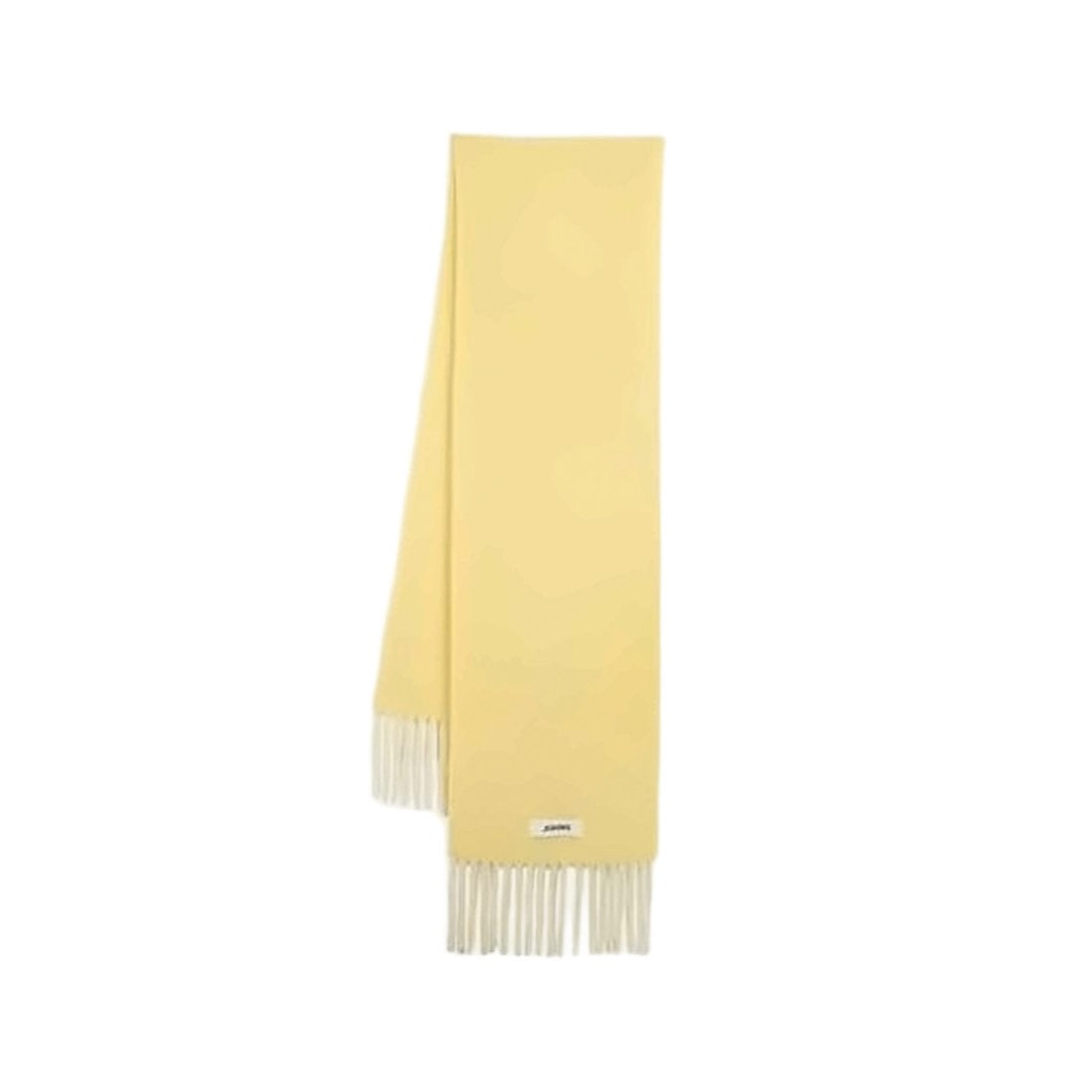 Jacquemus Rectangular Fringed Scarf In Pastel Yellow