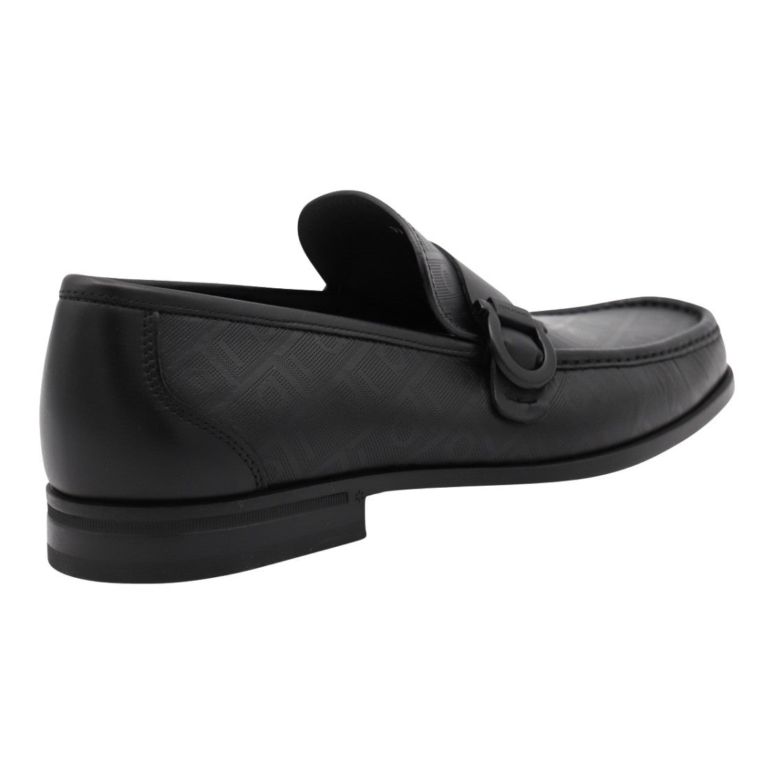Ferragamo Classic Black Loafers With Embossed Leather Upper