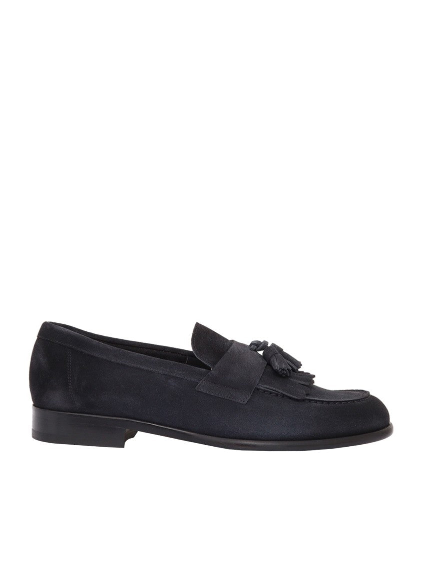 Doucal's Refined Black Calfskin Moccasin Loafers