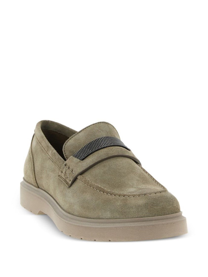 Brunello Cucinelli Suede Loafers With Decorative Strap