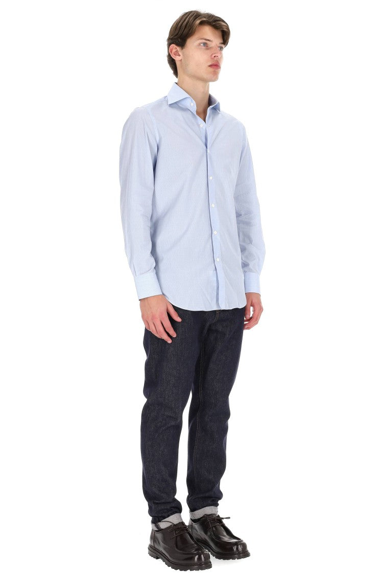 Finamore Giza 170’S Milano Micro-Check Cotton Tailored Shirt