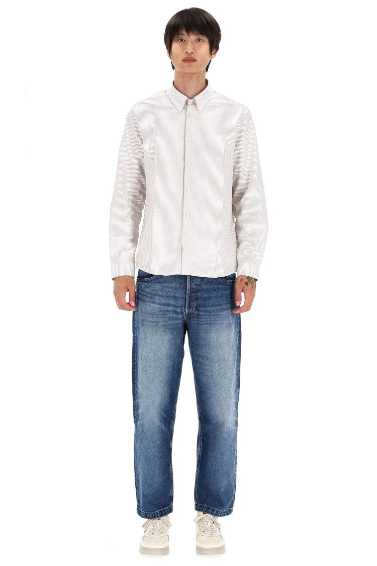 A.P.C. Standard Fit Cotton Piquet Striped Shirt