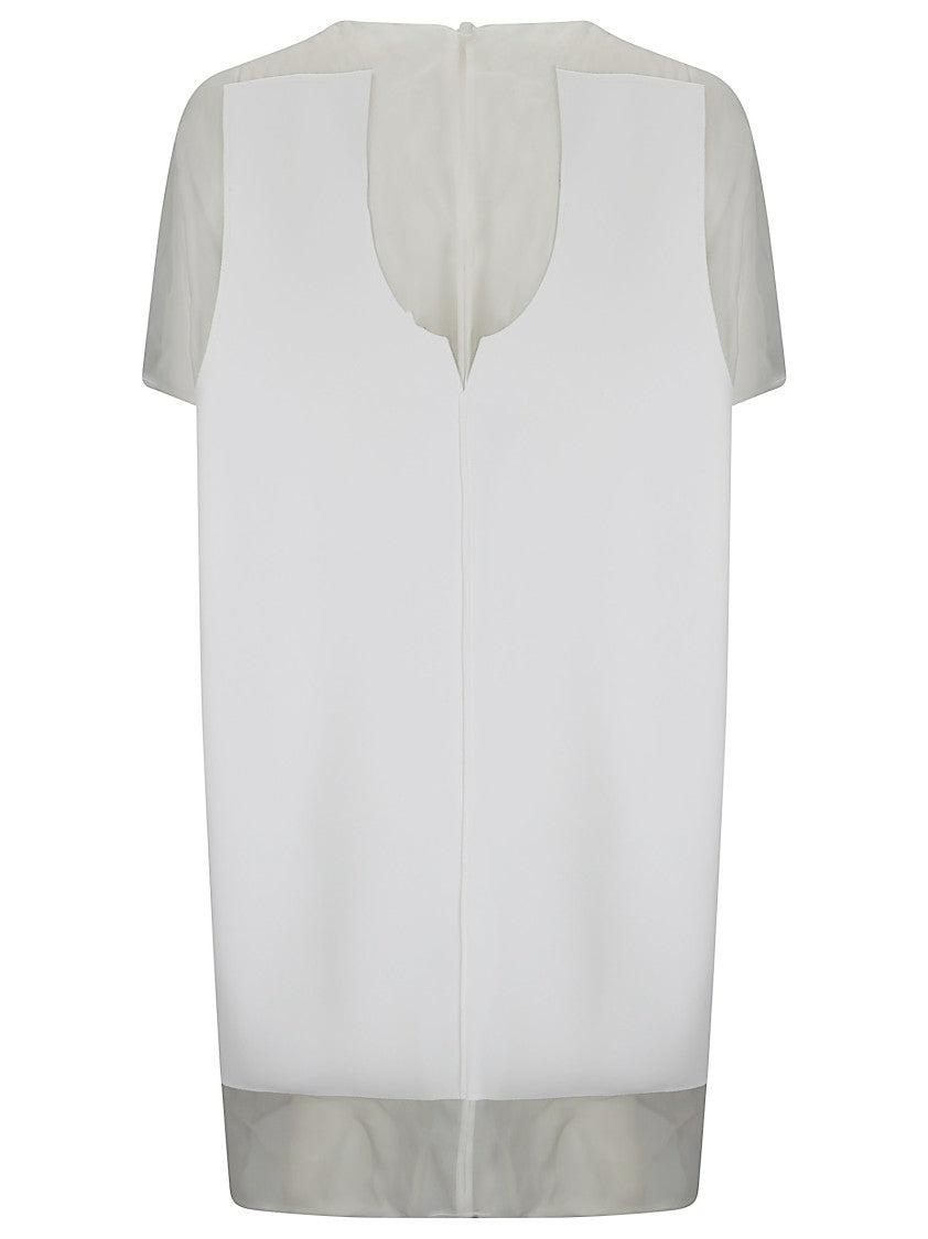 Khaite White Panel Midi Dress With Sheer Inserts