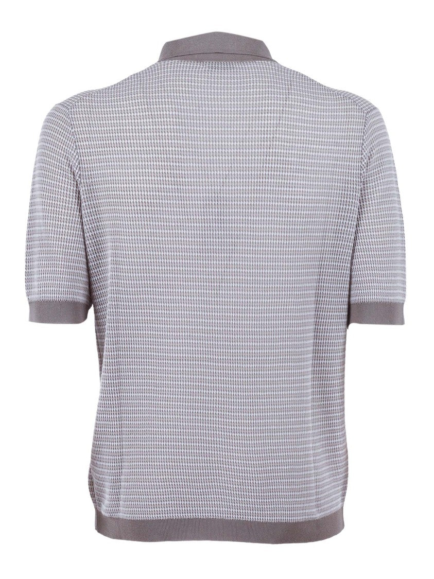 Ballantyne Grey Textured Short Sleeve Polo Shirt
