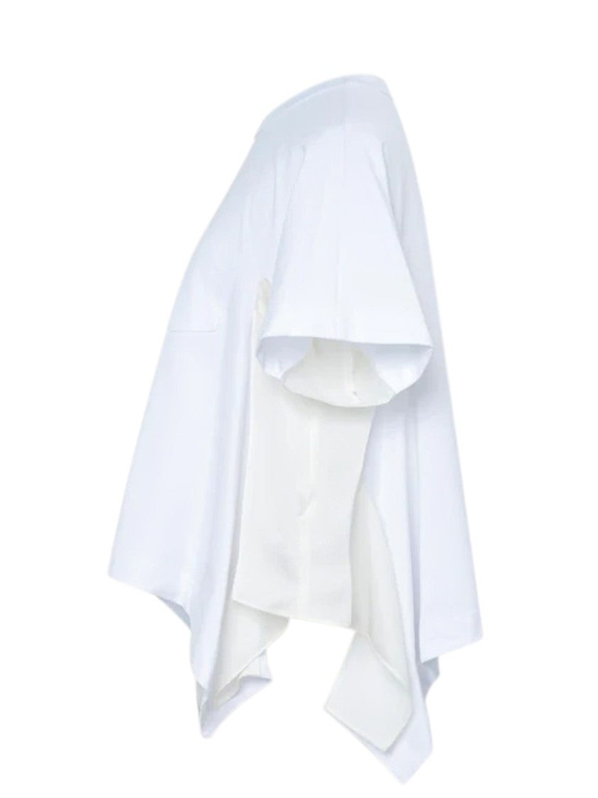 Sacai Satin Cotton Jersey T-Shirt With Asymmetrical Hem