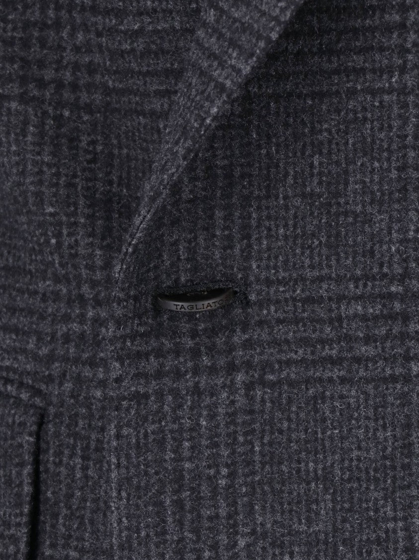 Tagliatore Dark Grey Double-Breasted Virgin Wool Coat