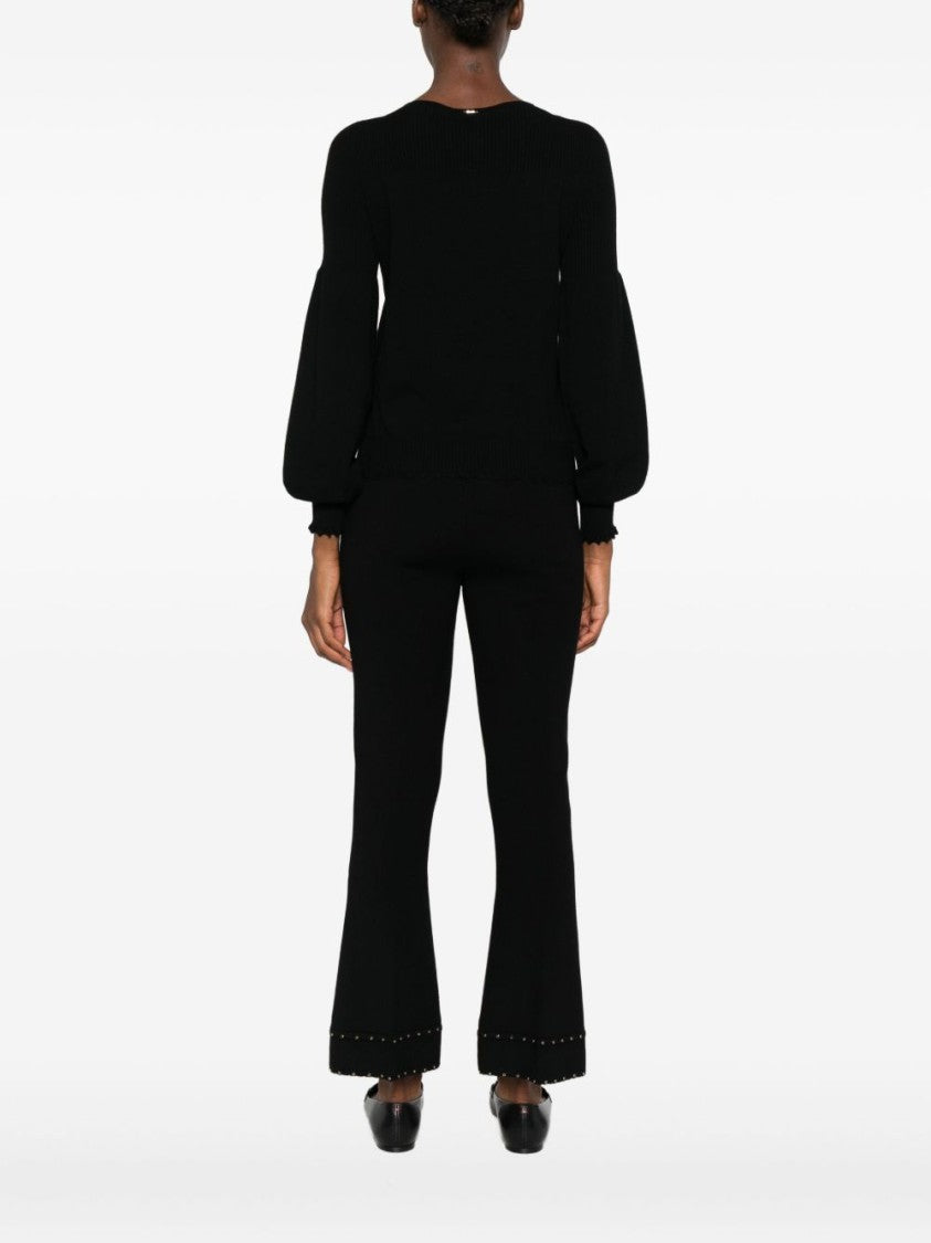 Twin-Set Soft Ribbed Knit Sweater With Scalloped Details