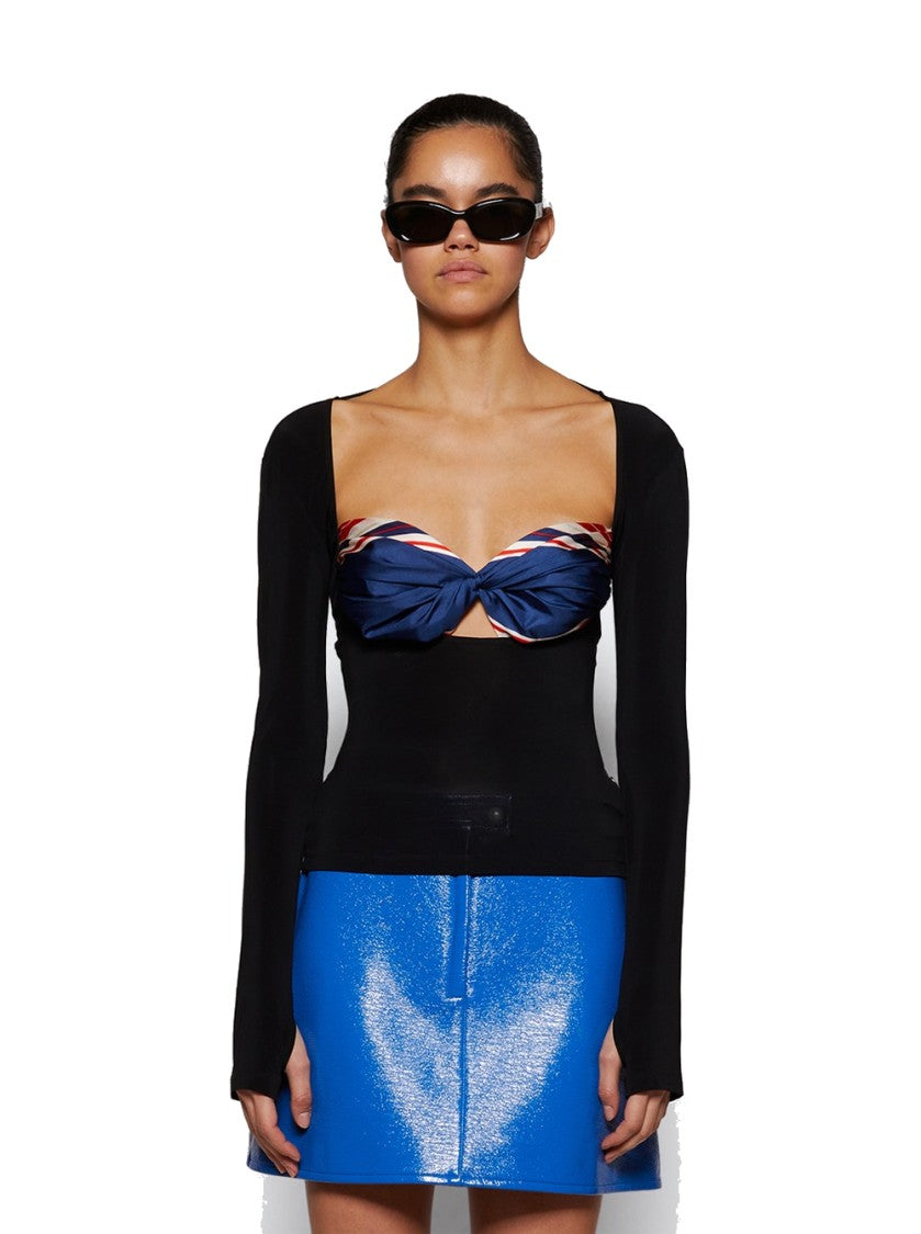 Marine Serre Regenerated Silk Scarf Draped Top Multicolor