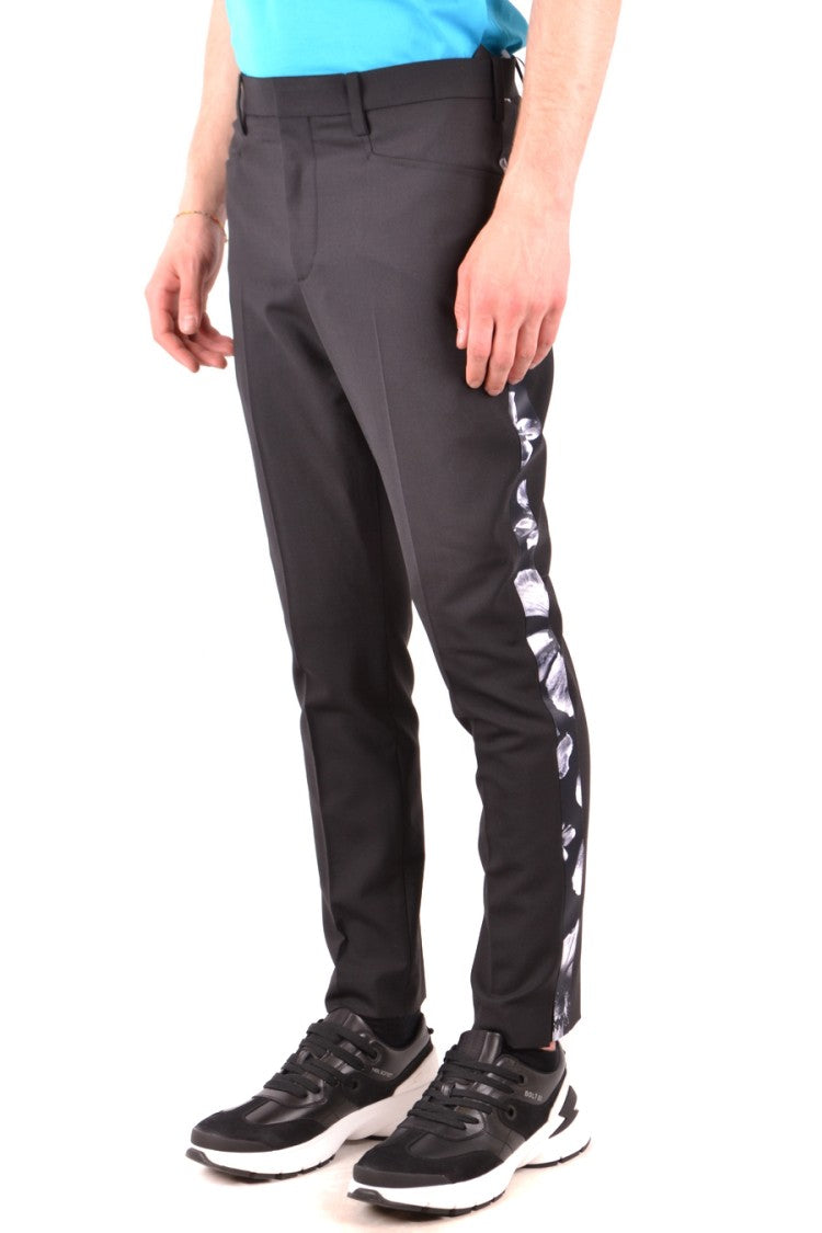 Neil Barrett Multicolor Trousers With Monochrome Floral Side Stripe