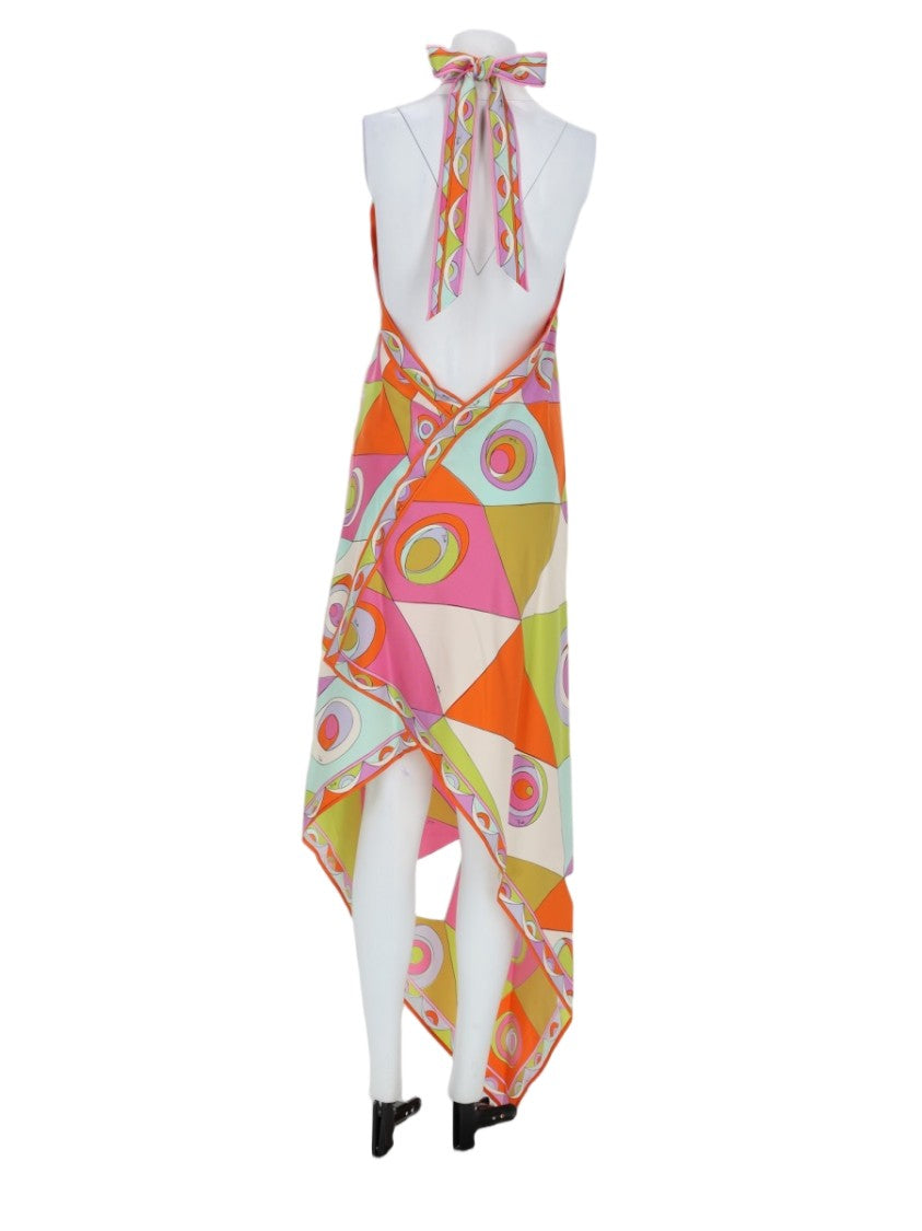 Pucci Multicolor Geometric Halter Neck Midi Dress