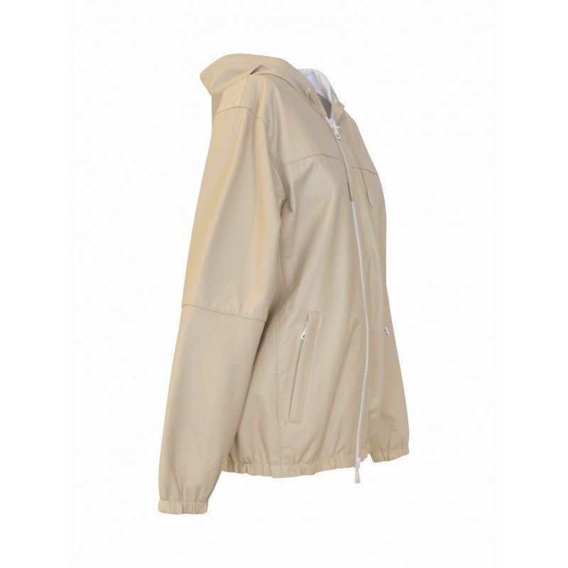 P.A.R.O.S.H. Mitra Taupe Leather Jacket