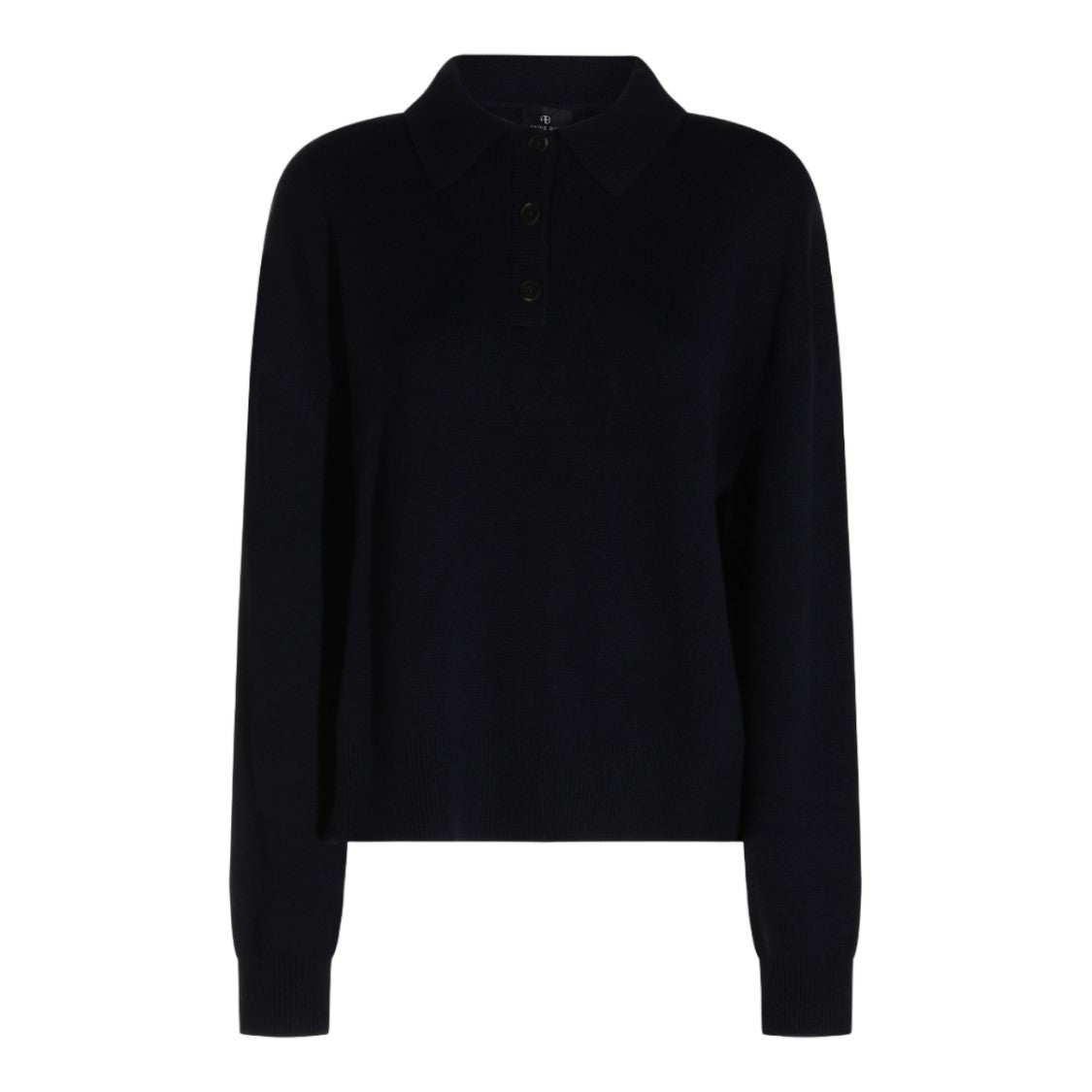 Anine Bing Polo Collar Sweater With Ribbed Detailing