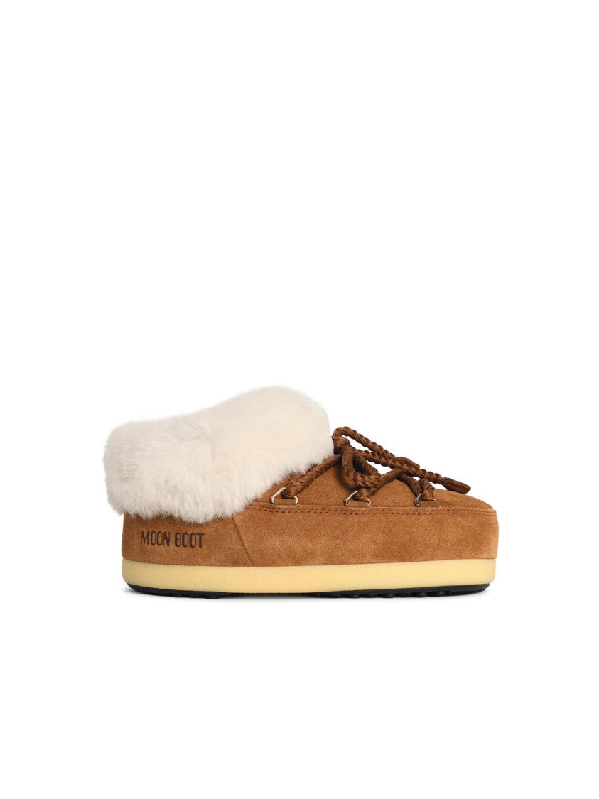 Moon Boot 'Evx' Cognac Suede Slippers