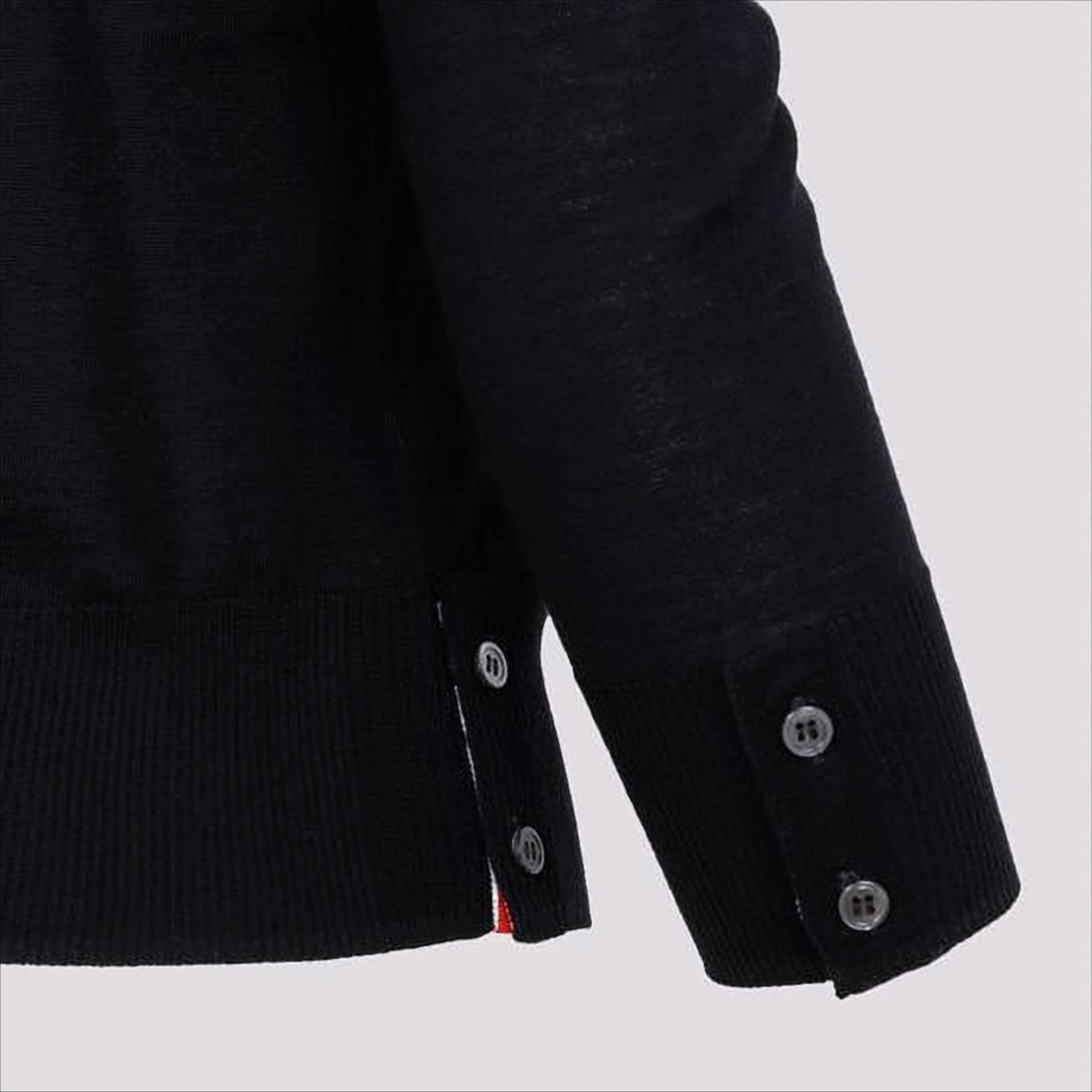 Thom Browne Long Sleeve Wool Sweater With Contrasting Stripe Detail
