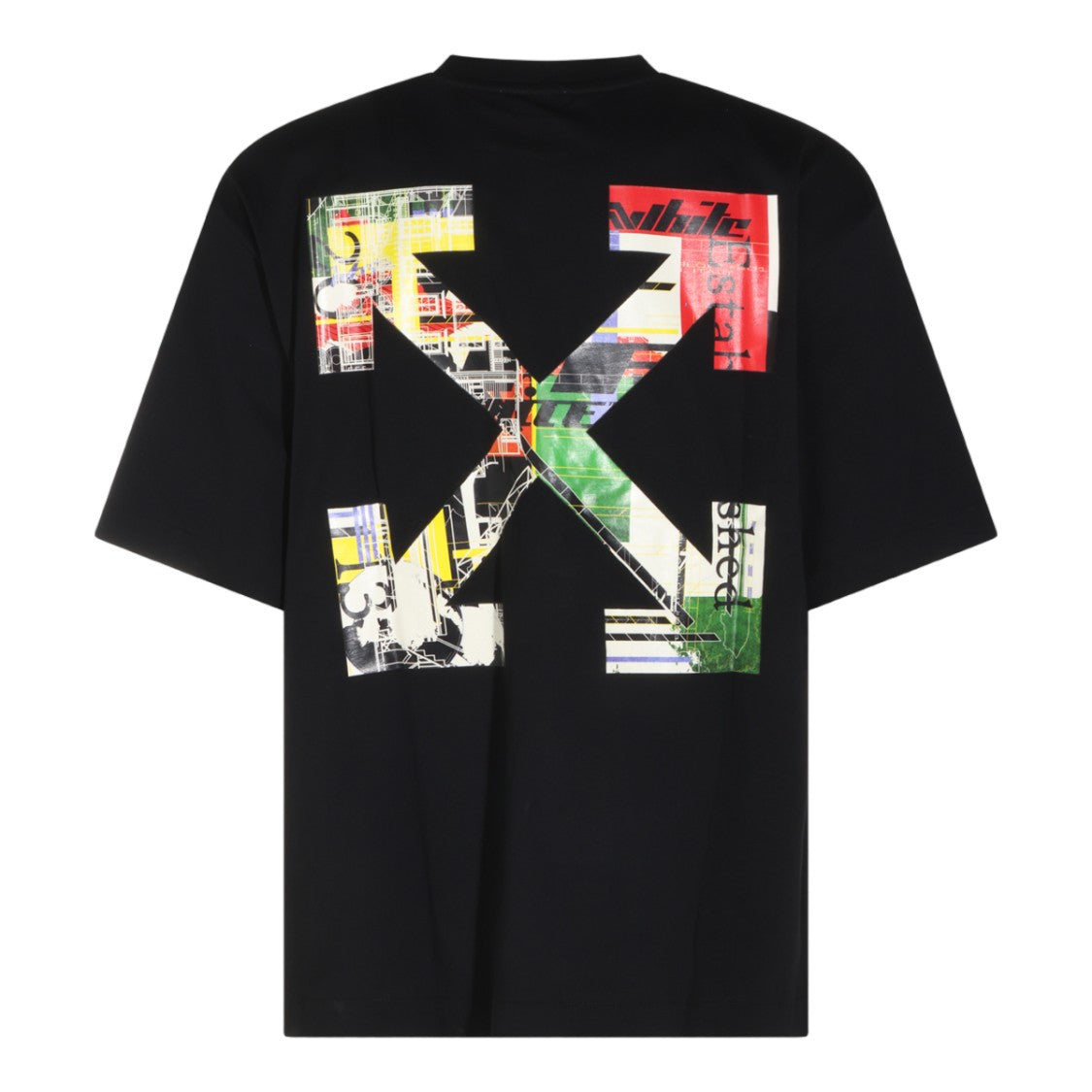 Off-White Black T-Shirt With Colorful Graphic Patch