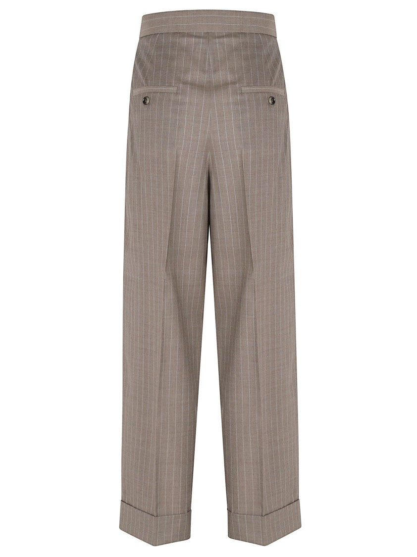 Max Mara Pinstripe Trousers With Front Closure
