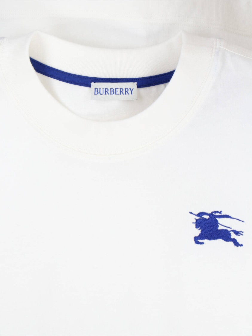 Burberry "Ekd" T-Shirt In White Cotton, Crew Neck