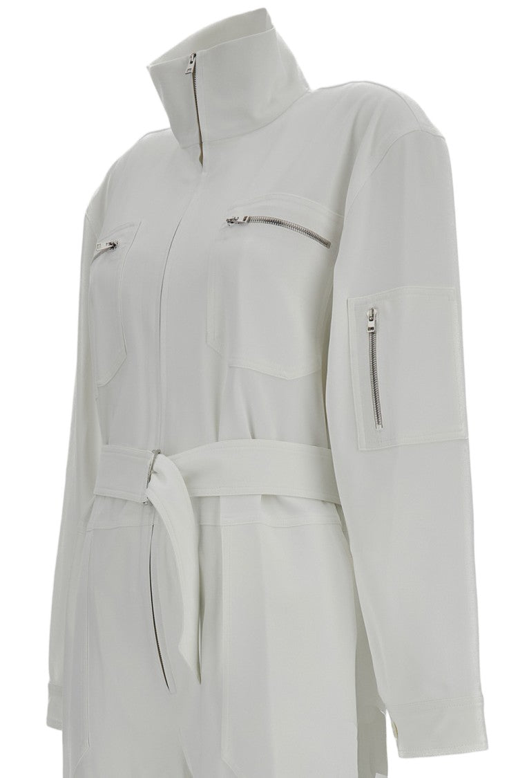 Irie' White High Collar Utility Jumpsuit
